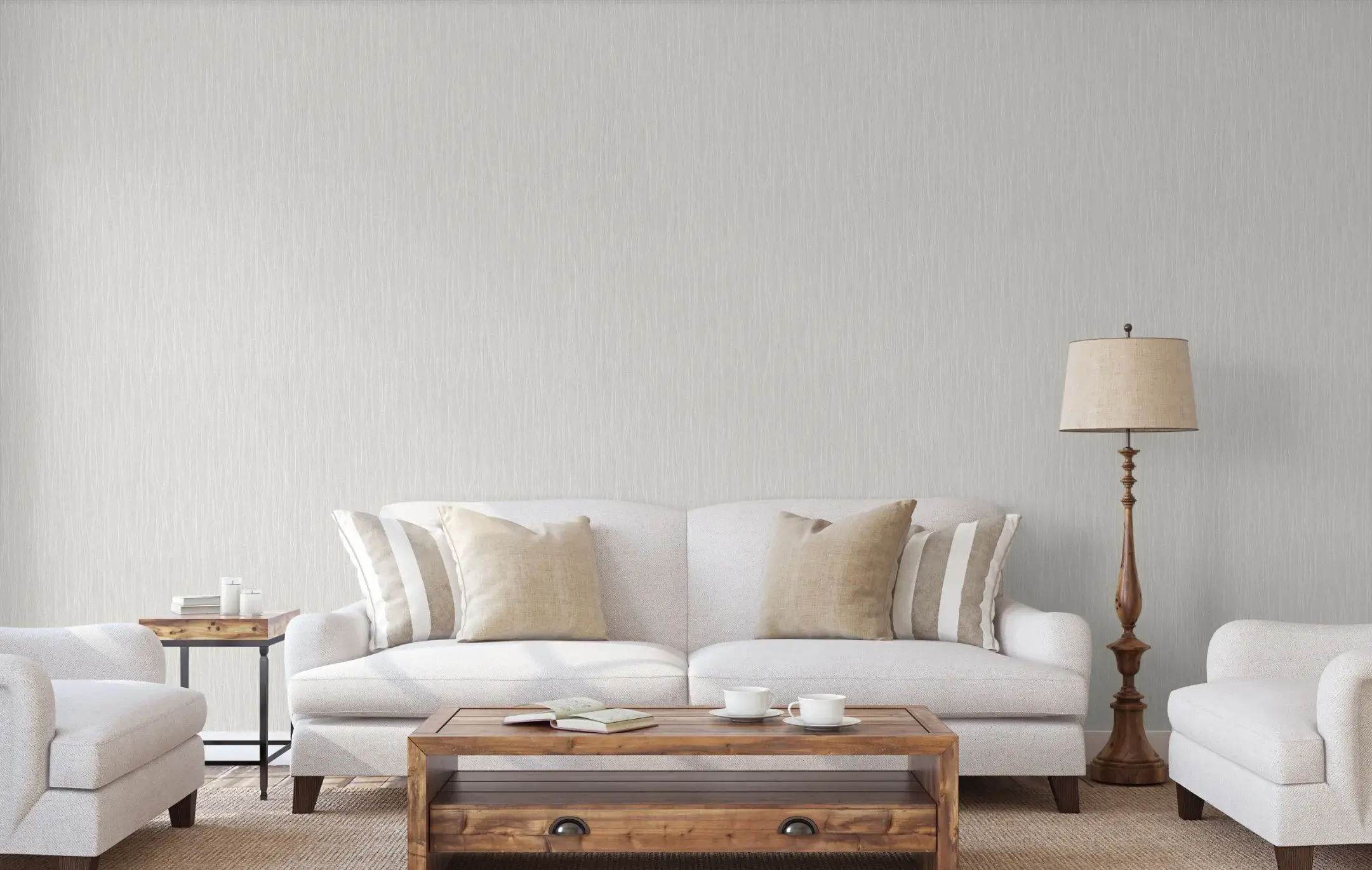 White Embossed Wallpaper – 3D Linen (6807-5)